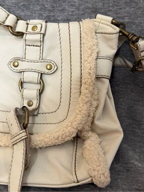 Call It Spring Cream Shoulder Bag with Shearling Trim
